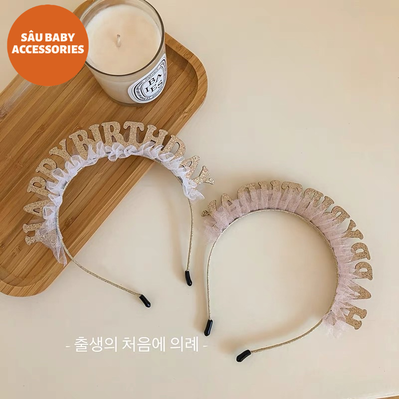 Bờm xước tóc Happy Birthday kim tuyến cho bé