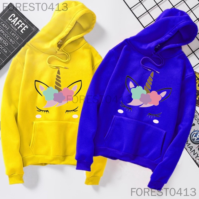 Áo Hoodie Tay Dài In Họa Tiết Kỳ Lân Hoạt Hình Đáng Yêu Thời Trang Mùa Đông Cho Cặp Đôi S-3Xl