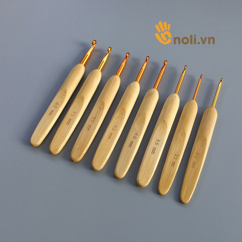 Bộ kim móc cán gỗ 8 cây - Móc len