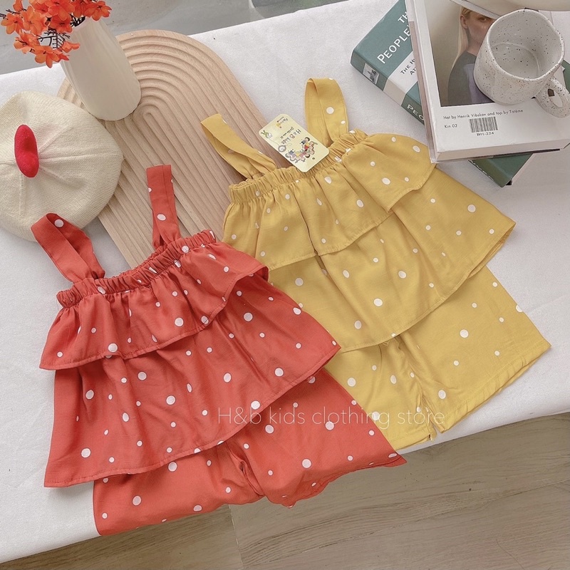 Bộ Bé Gái Thiết Kế 2 Tầng Quần Sớ Lửng Chất Đũi mềm mát-M0023