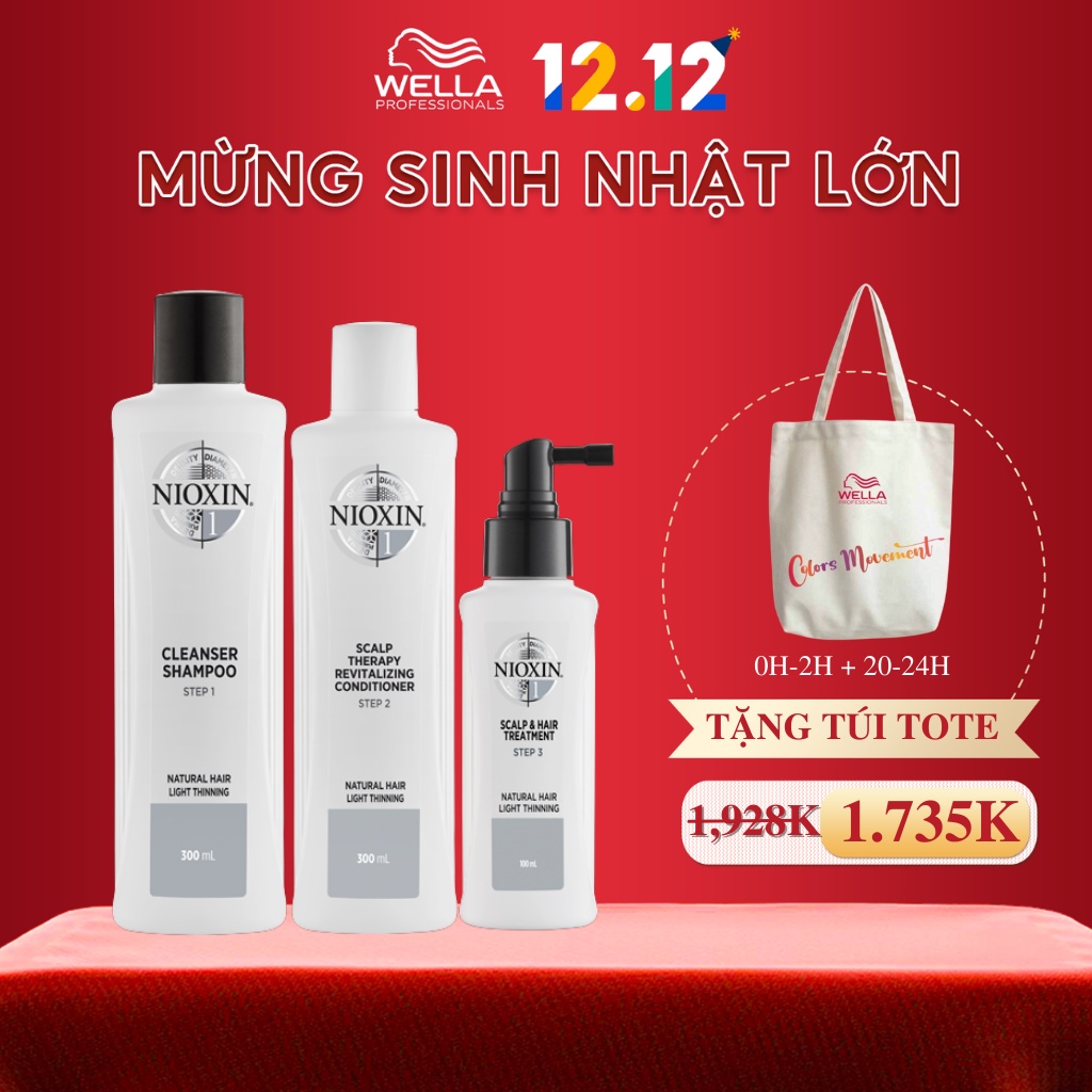 Bộ Chăm Sóc Tóc NIOXIN 1 Dành Cho Tóc Tự Nhiên, Thưa Mỏng Và Rụng Nhẹ Natural Hair Light Thinning