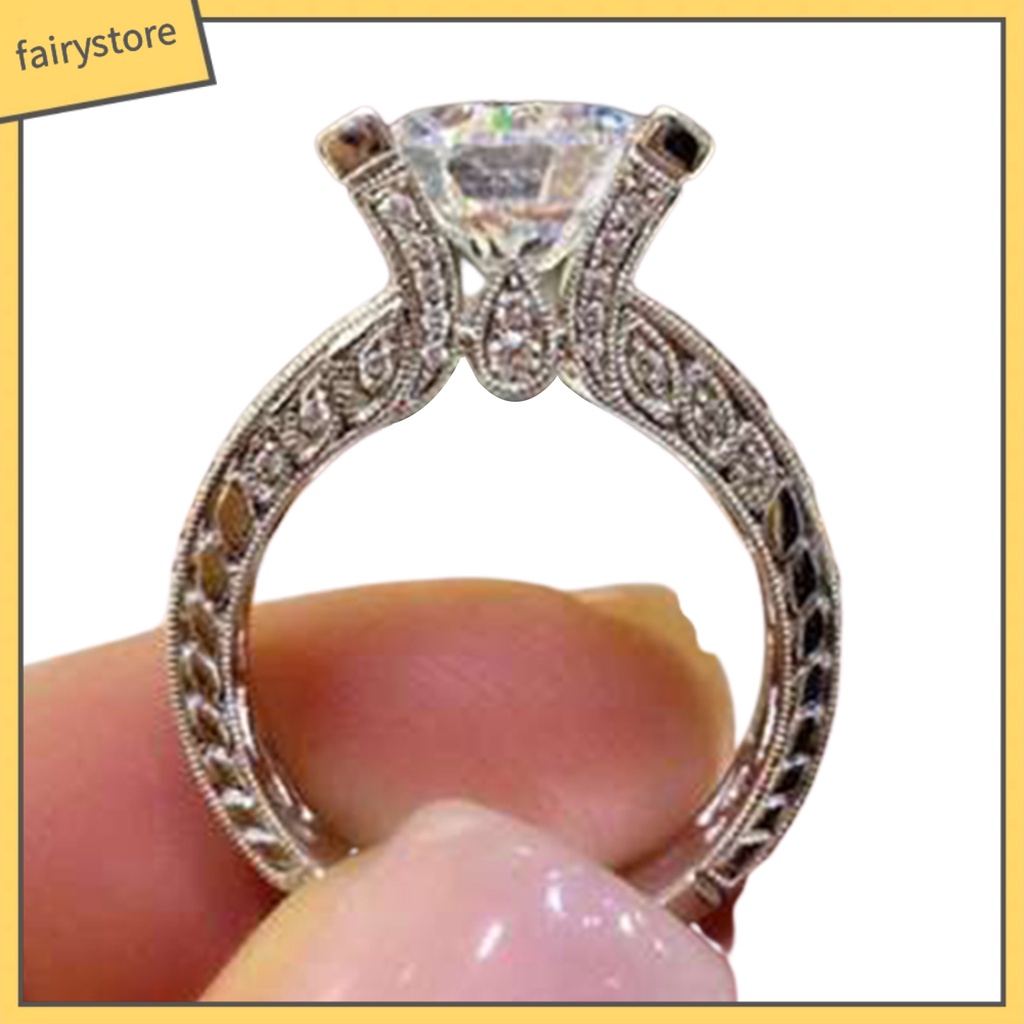 Nhẫn Đính Hôn Đính Đá Zircon Sang Trọng Cho Nữ
