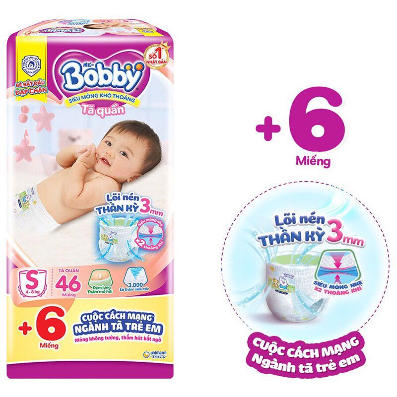 (Tặng 6 miếng) Tã quần Bobby S46 mới