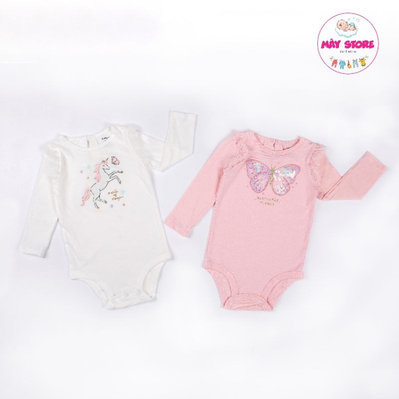 Thời trang trẻ em xuất dư Carter - Bodysuit bé gái in hình bướm kim sa size từ 3M đến 24M