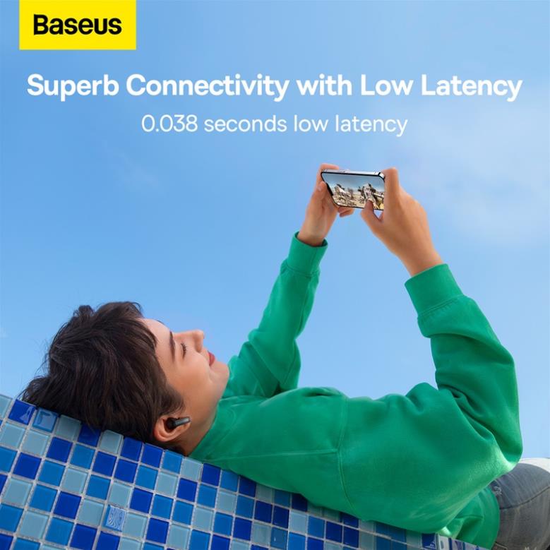 Tai nghe nhét tai BASEUS Bowie M2 ENC TWS Bluetooth 5.2 thiết kế 4mic giảm tiếng ồn hiệu quả bảo hành chính hãng