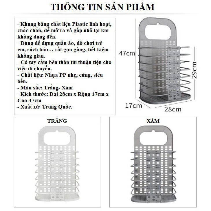 Giỏ Treo Tường Đa Năng Gấp Gọn, Treo Máy Giặt