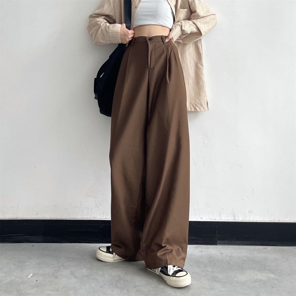 Quần Ống Rộng Lưng Cao Theo Phong Cách Retro Hàn Quốc JH-YDQ-08