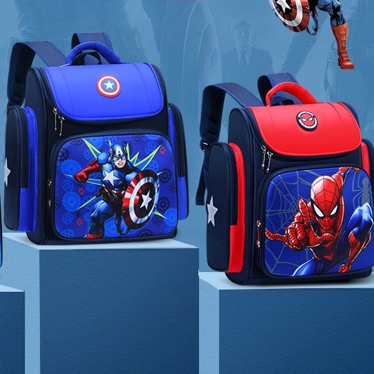 Balo chống gù đi học cho bé trai in hình người nhện batman, cặp sách bé trai đi học cấp 1 2 E105
