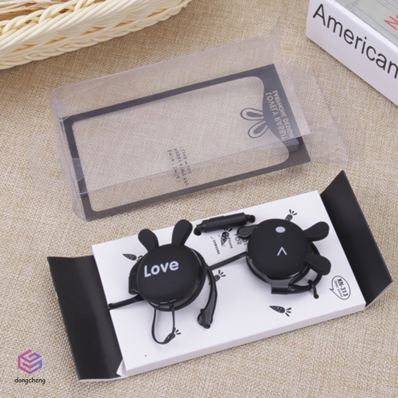 Tai Nghe Điện Thoại Máy Tính Đeo Cổ Hình Tai Thỏ Hoạt Hình Đáng Yêu