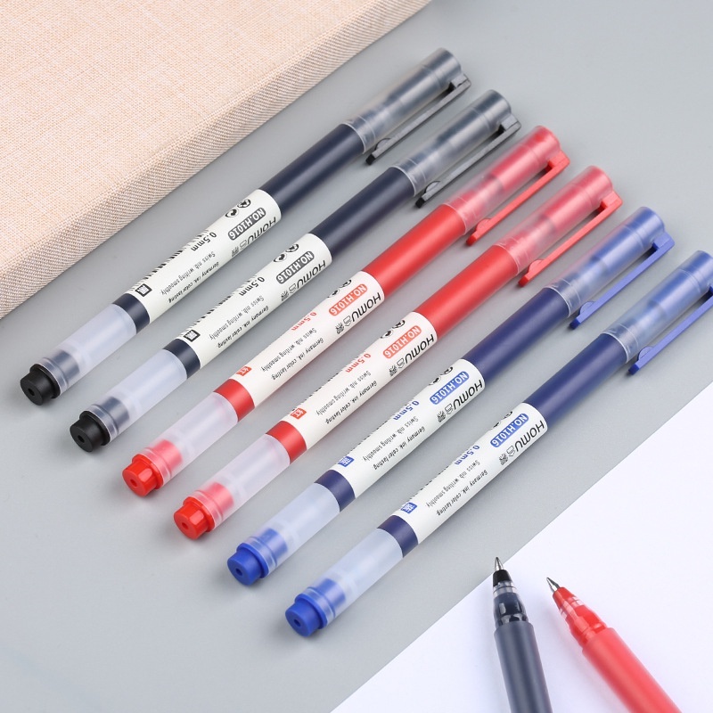 Bút bi nước văn phòng mực gel đầu bút 0.5mm đều nét chữ đẹp đủ màu xanh lam/ đen/ đỏ