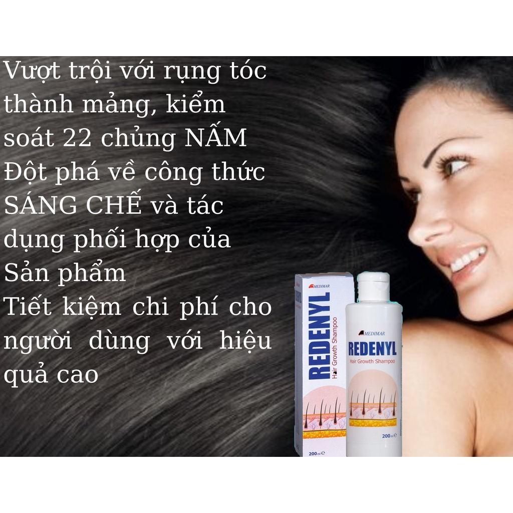 Dầu gội REDENYL cho đầu tăng tiết bã nhờn, da dầu, nấm đầu, gàu, vảy nến, lang ben, rụng tóc - NK châu Âu