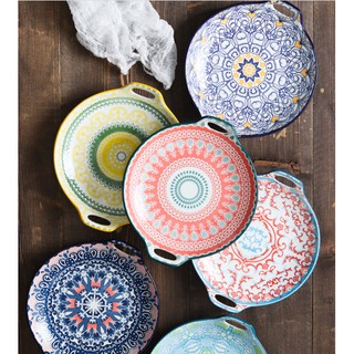 Set 2 Đĩa Sứ Tròn Và Bầu Dục Phong Cách Bohemian Đủ 6 Mẫu Siêu Đẹp