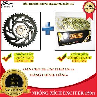 [CÓ VIDEO] Bộ nhông RECTO và Sên (xích) X1R có phốt cao su lắp Exciter 150 cc Bảo hành 20 000km Nhông sên dĩa Ex 150