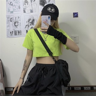 Croptop ngắn tay màu xanh neon