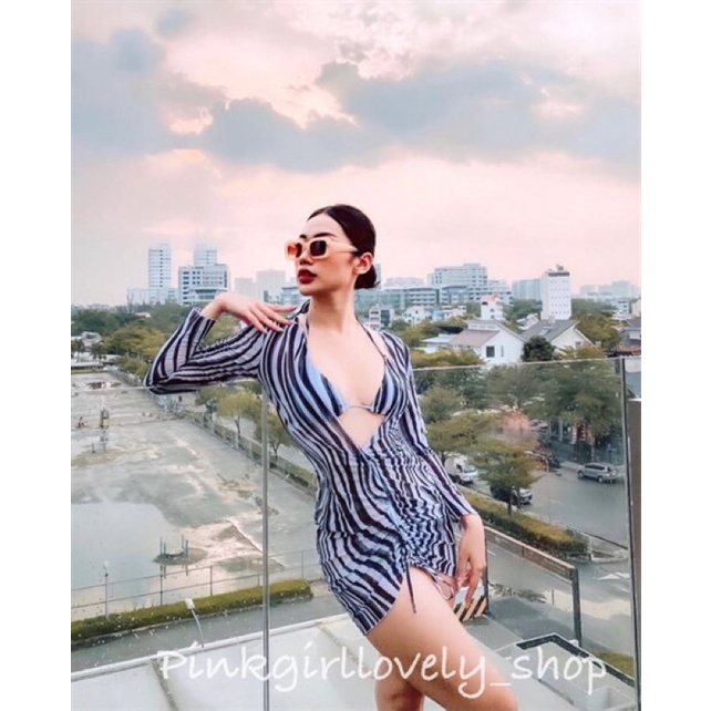 set bikini 3m sọc trắng đen