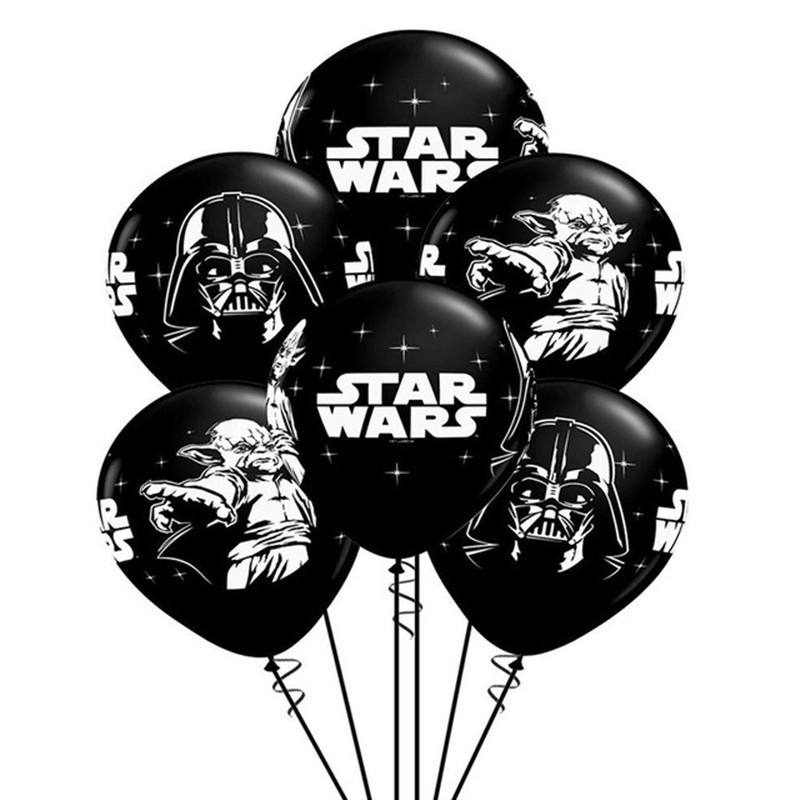 Set 11 Bong Bóng Cao Su Đen 12 Inch Chủ Đề Phim Star Wars Baby Yoda Trang Trí Tiệc Sinh Nhật Cho Bé