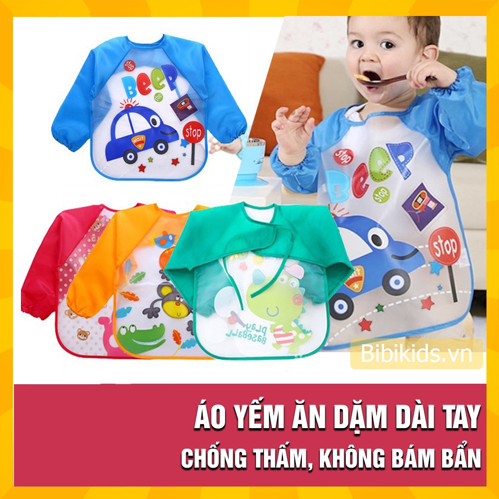 Áo yếm ăn dặm dài tay chống bẩn cho bé