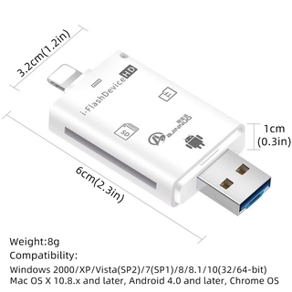 Đầu đọc thẻ nhớ OTG 3 trong 1 USB Type C/ Micro SD/ SD đa năng cho Android iPhone