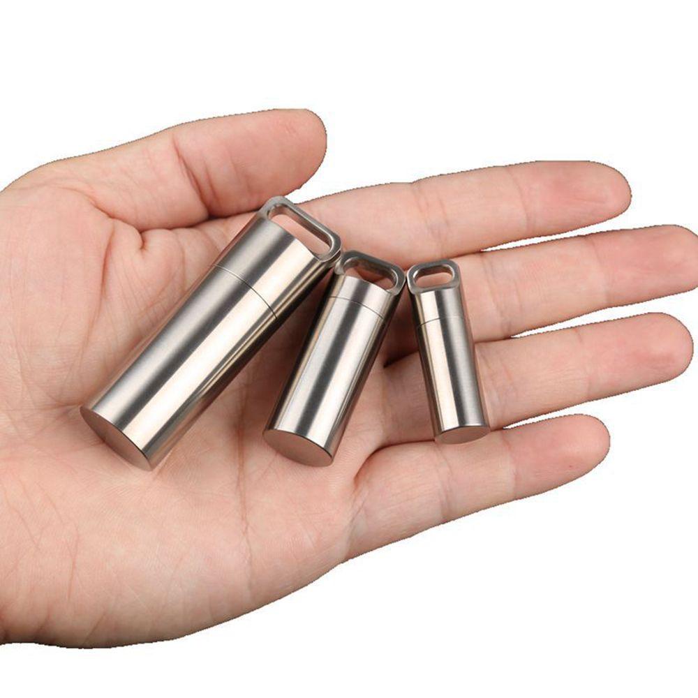 Hộp Đựng Thuốc Bằng Thép Không Gỉ Có Móc Khóa Tiện Lợi