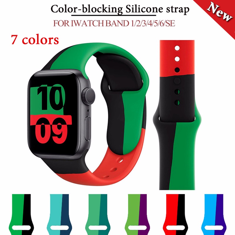 Dây Đeo Đồng Hồ Apple Watch Series 6 Se 5 4 3 2 1 38mm 40mm 42mm 44mm Bằng Cao Su Silicon Nhiều Màu Sắc