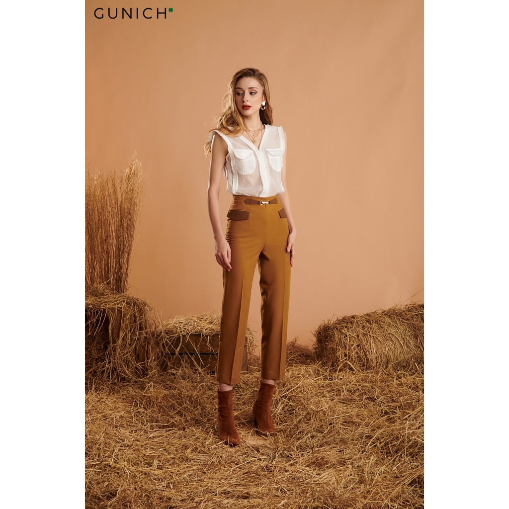 Quần baggy phối nắp túi nâu Gunich
