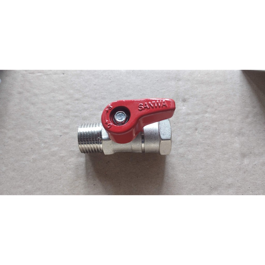 Van bi 1 ren trong ren ngoài Sanwa 1/2" BV15MF Thái Lan tay đỏ, có xuất hóa đơn VAT