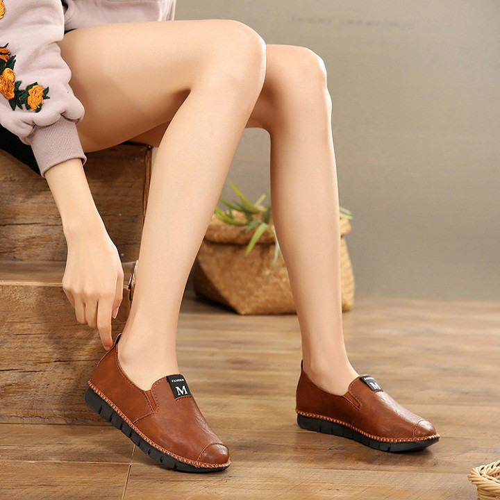 Giày đế bằng neon nữ S1067 (Nâu) | BigBuy360 - bigbuy360.vn