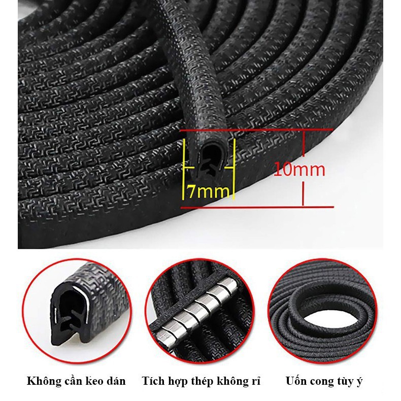 Nẹp viền cửa chữ U lõi thép, Gioăng Cao Su chống va đập - chống chầy xước cánh cửa ô tô - Auto Bảo Lộc