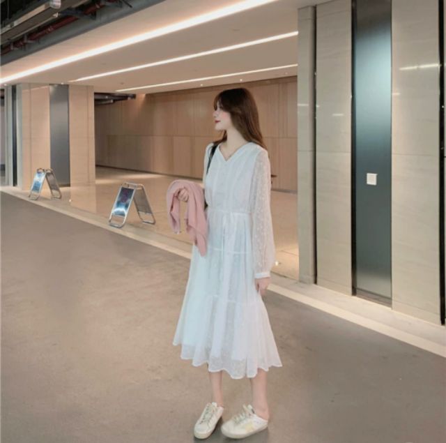 Váy trắng dài bánh bèo [HÀNG KHÔNG CÓ SẴN - ORDER 7-10 NGÀY] | BigBuy360 - bigbuy360.vn