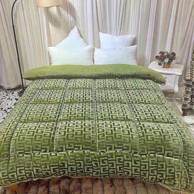 Chăn Lông cừu chữ vạn_chăn đại hàn siêu ấm mật độ bông dày 3,2-3,5kg