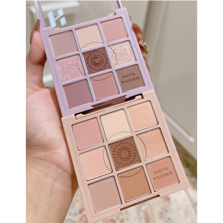 [Hàng mới về] Bảng phấn mắt 9 màu hiệu ứng lì ánh ngọc chống thấm nước và mồ hôi lâu trôi