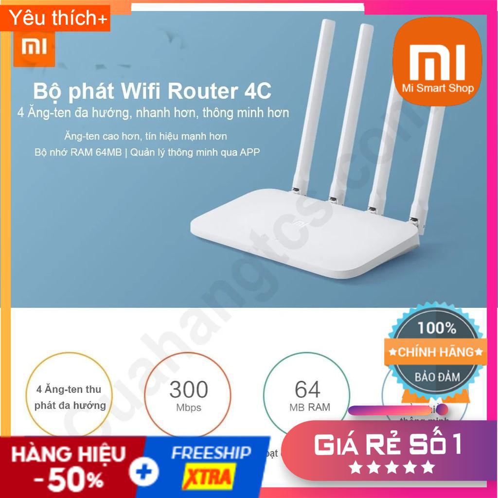 Bộ Phát Wifi Router 4c Xiaomi Modem WiFi Xiaomi 4C 4 Râu Router R4CM - SP Chính Hãng