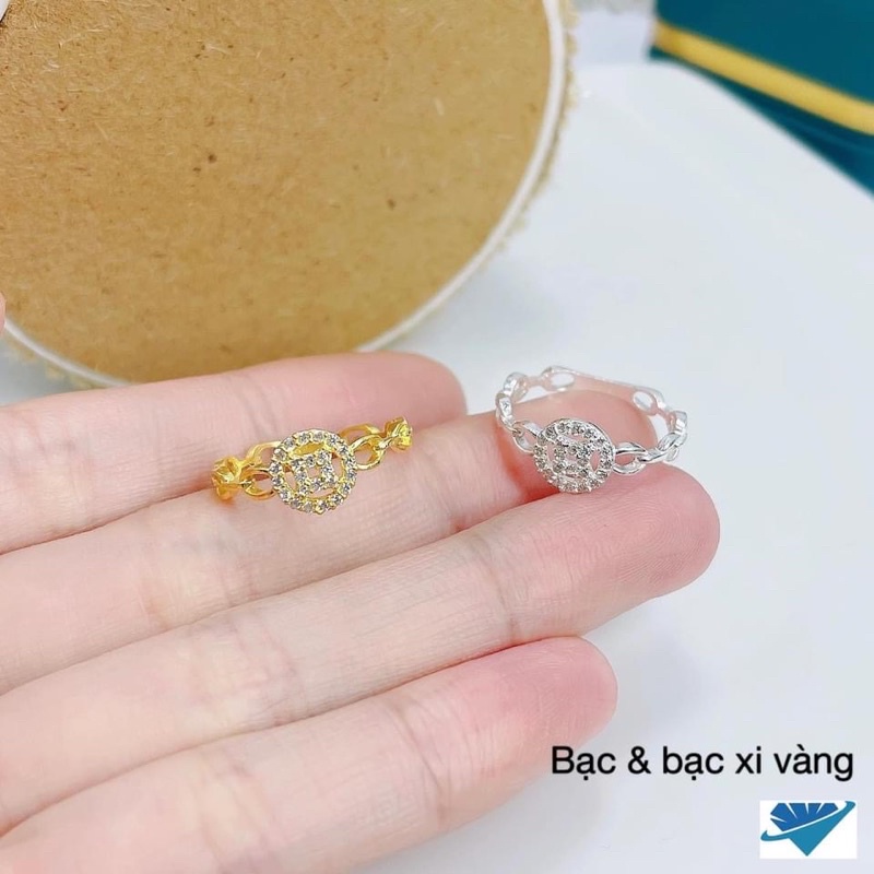 Nhẫn nữ bạc ta THJ - Nhẫn nữ kim tiền bạc ta xi vàng,mang lại may mắn