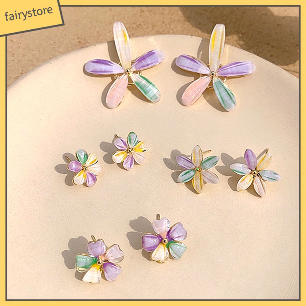 Khuyên Tai Hợp Kim Đính Đá Thiết Kế Màu Sắc Xinh Xắn