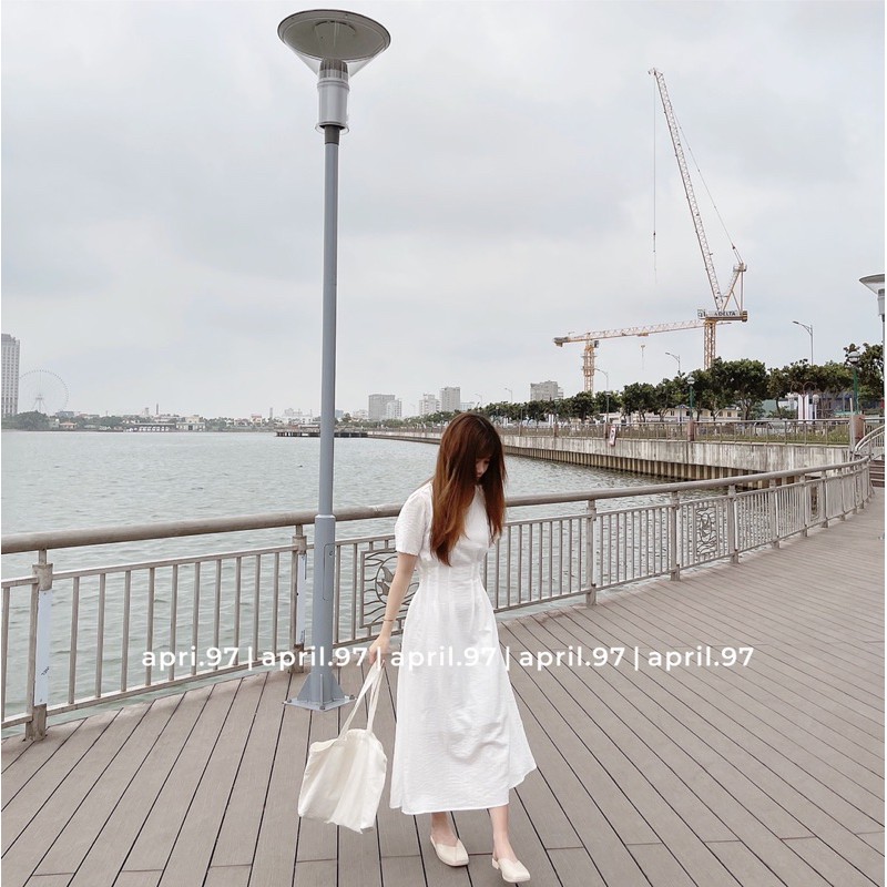 Đầm midi xếp li eo