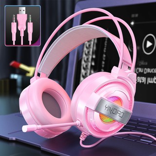 Tai Nghe Chụp Tai Gaming Có Mic Có dây Máy Tính Chơi Game thủ Chuyên Dụng Màu Hồng Có Đèn Led Nhiều Màu Gameming headphone co day Pink gamming headset PC tai nge Cute nữ trẻ em vi tính cho điện thoại tay