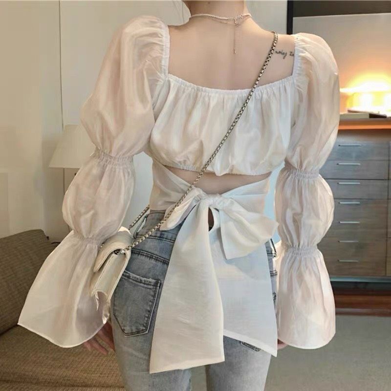 ÁO KIỂU TIÊU THƯ BO TAY CỘT NƠ SAU SIÊU XINH M7