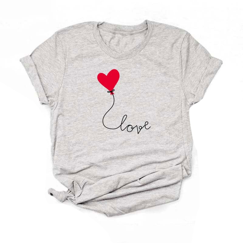 Áo Thun T-Shirt Tay Ngắn Cổ Tròn In Hình Trái Tim Họa Tiết Da Báo Dành Cho Nữ