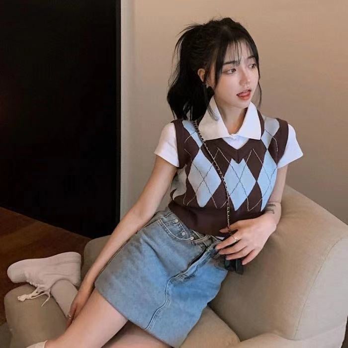 Áo gile croptop ô quả trám Rosé Rose hot trend 2021