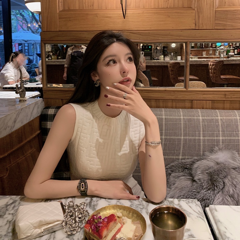 Đầm ôm cổ tròn màu sắc đơn giản thời trang mùa hè quyến rũ cho nữ