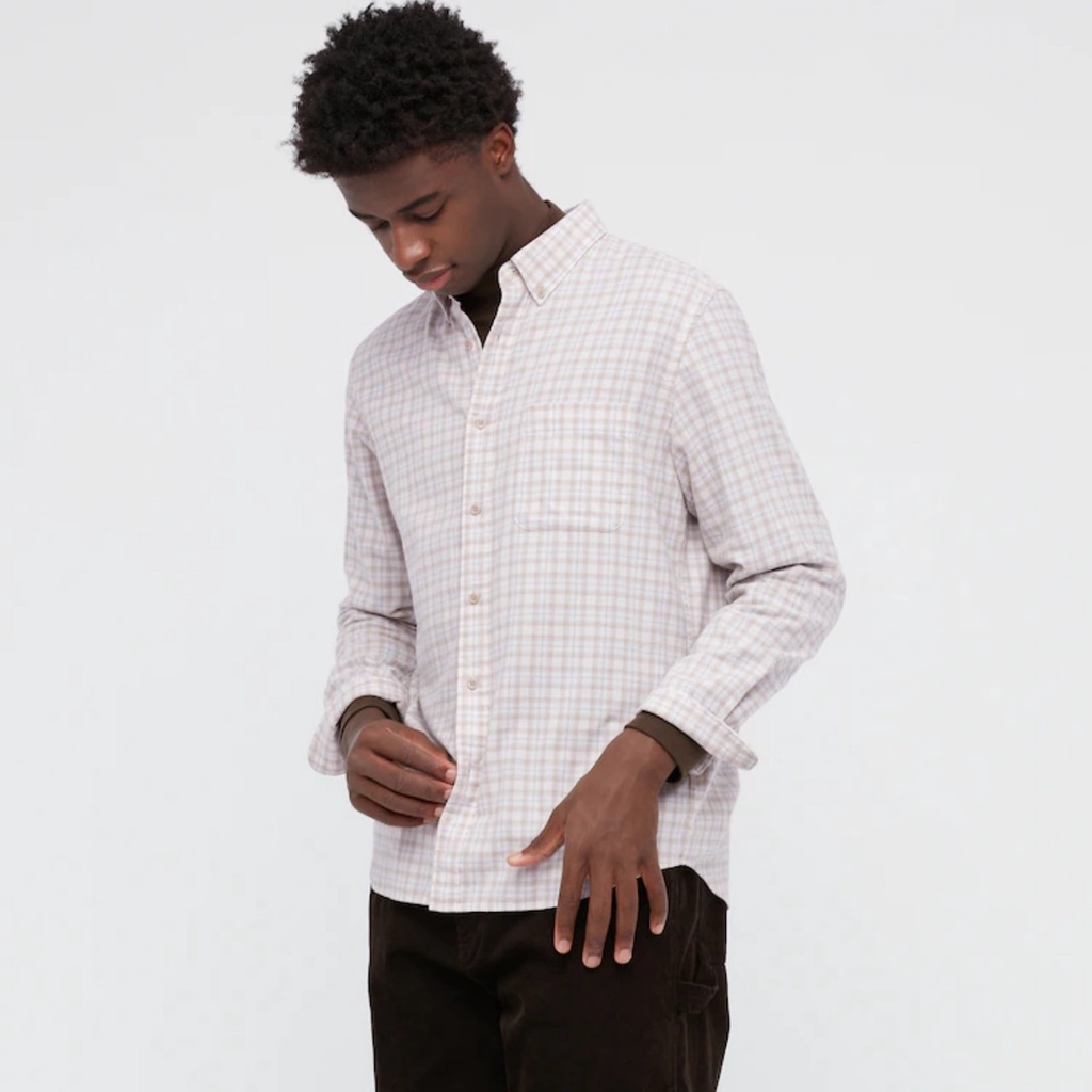 Áo Sơ Mi kẻ caro Uniqlo, Áo sơ mi Uniqlo Vải Flanel Kẻ Caro Dài Tay