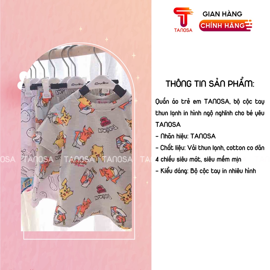 Quần áo trẻ em, Bộ cộc tay cho bé TANOSA in hình ngộ nghĩnh thun lạnh 9 - 20kg