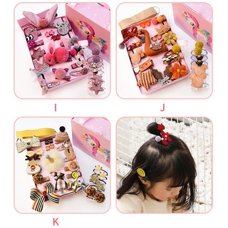 Bộ chun, nơ kẹp tóc cho bé 18-24 món