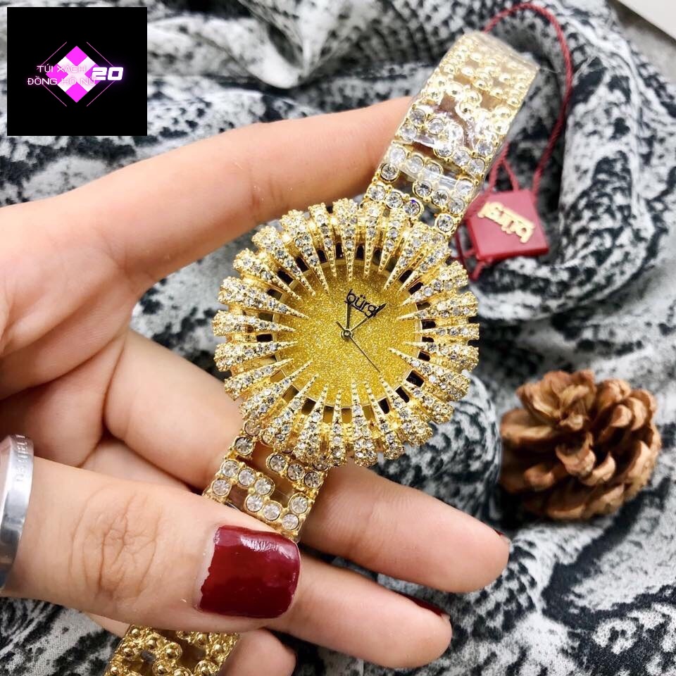 ( Sẵn 6 màu ) Đồng Hồ Nữ Burgi Crystal Accented Sparkling Dial Women's Watch #BUR054 Case 41mm. 3ATM