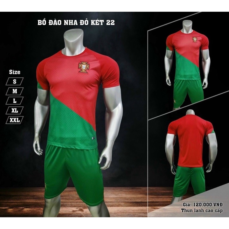 Áo đá banh, bóng đá Bồ Đào Nha đỏ, in tên số theo yêu cầu