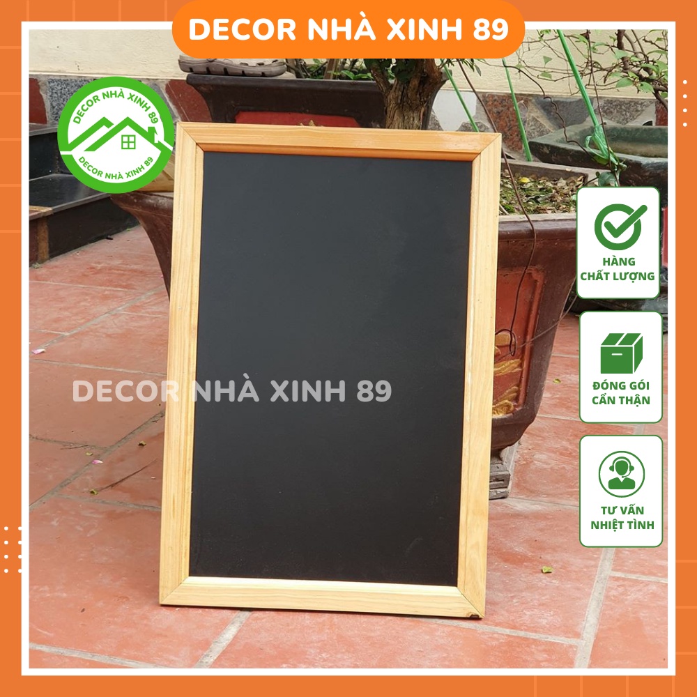 Bảng Đen Menu Nhà Hàng Khung Gỗ 40x60 Tặng Kèm Bút Dạ Quang Và Phấn Màu - Decor Nhà Xinh