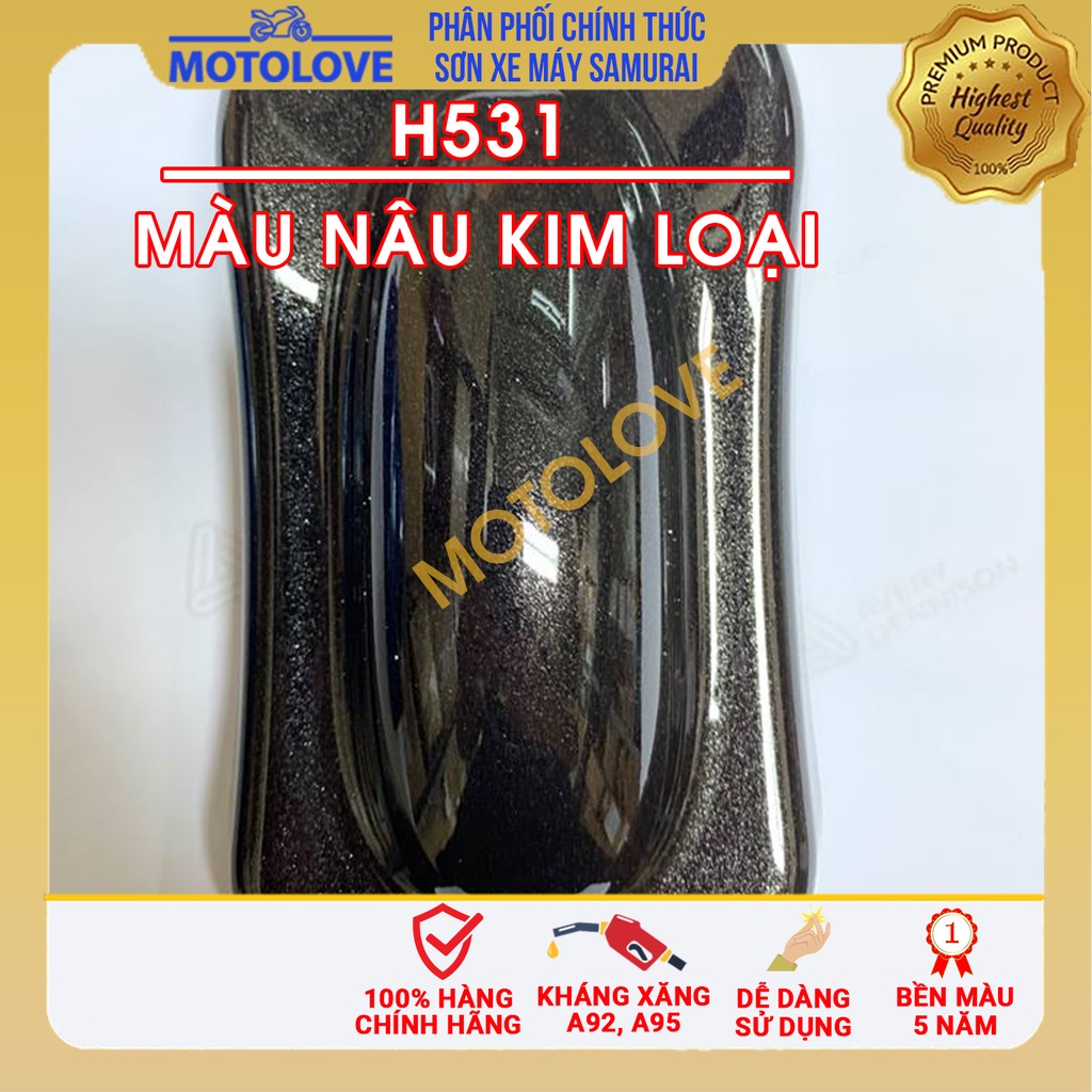 Combo sơn samurai màu Nâu kim loại H531  loại 2K chuẩn quy trình độ bền 5 năm gồm 2K04 -H531 -2k01 nhập khẩu từ Malaysia