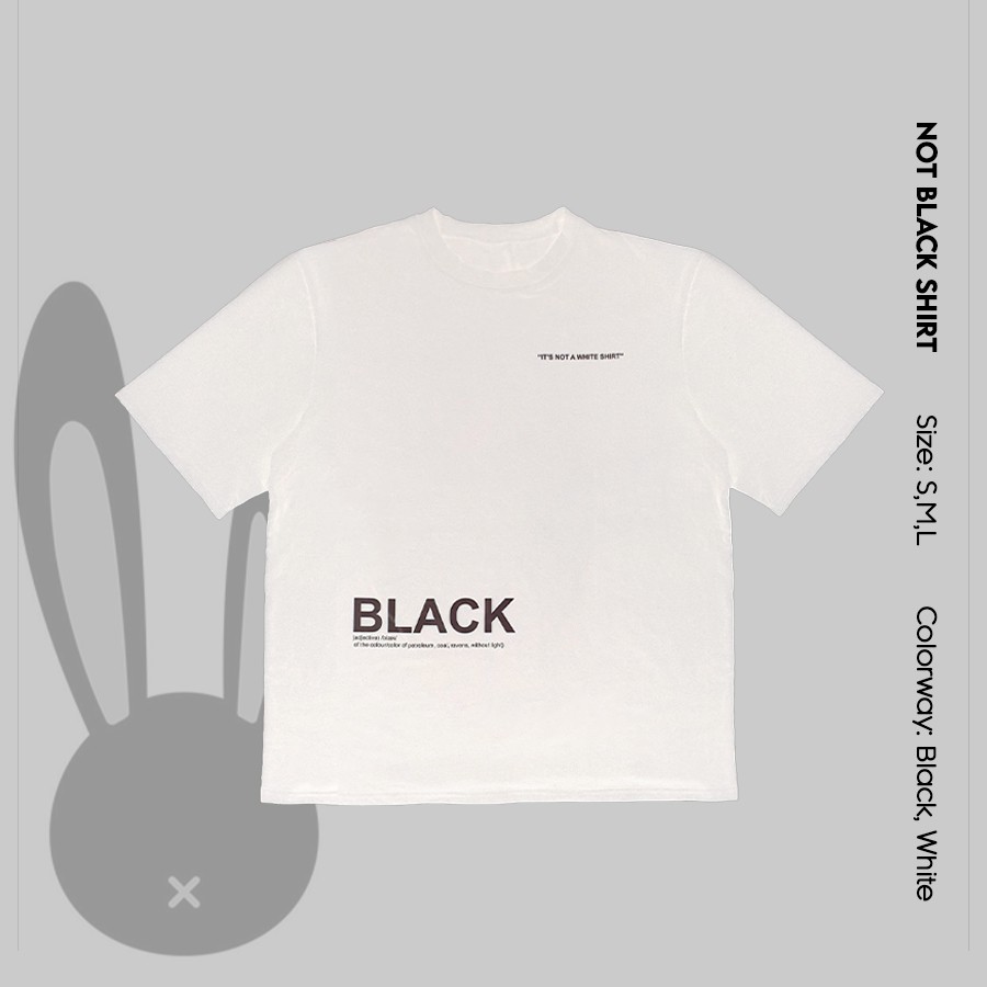 Áo Thun Tay Lỡ Unisex, Áo Phông Unisex Tay Lỡ Form Rộng Black Bunny Not Black