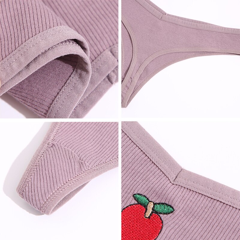 Quần lót CUTEBYTE lọt khe thiết kế lưng chữ T in hình trái cây quyến rũ cho nữ