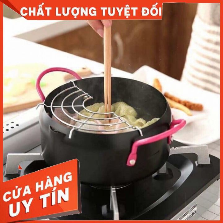 Nồi chiên lọc dầu xuất nhật dùng bếp ga, bếp từ, bếp hồng ngoại - Kèm khay hứng [LOẠI DÀY ĐẸP]